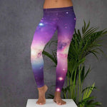 Galaxy Print Leggings - Side view of left leg with vibrant space print | Our Phoenix Rise