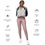 Gamer Geo Geometric Cropped Windbreaker - Feature Icons for Waterproof and Mesh Lining | Our Phoenix Rise