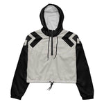 Gamer Geo Geometric Cropped Windbreaker - Front View Flat Lay with Half Zip Detail | Our Phoenix Rise