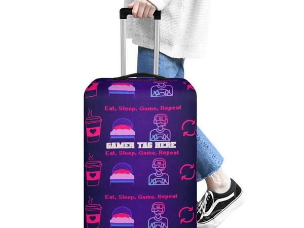 Personalized Gamer Luggage Cover | Eat Sleep Game Repeat - Iron Phoenix GHG