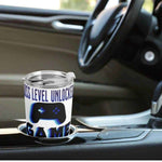 Gamer Travel Tumbler Boss Level Unlocked - Side view of tumbler with controller graphic | Our Phoenix Rise