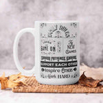 Gamer Family Rules Mug - White Ceramic front view with design | Our Phoenix Rise