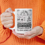 Gamer Family Rules Mug - White Ceramic held in hands against orange sweater | Our Phoenix Rise