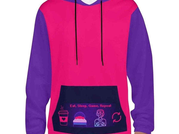 Eat Sleep Game Repeat Color-Block Hoodie