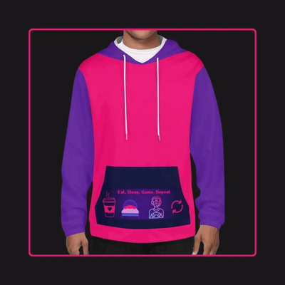 Eat Sleep Game Repeat Color-Block Hoodie - Iron Phoenix GHG