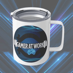Gamer At Work Insulated Mug with Lid - Front view | Our Phoenix Rise