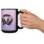 Gamers Grotto Gaming Coffee Mug - black with blue gradient, left angle | Our Phoenix Rise