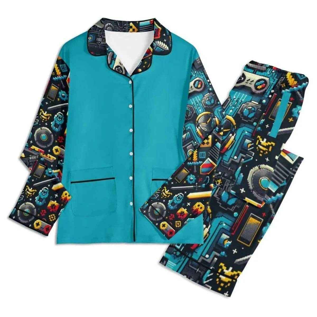 Custom Teal Gamer Pajamas | Personalized Loungewear Teal XS-5XL - Detail 3 | Our Phoenix Rise