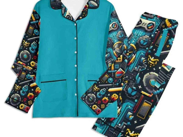 Custom Teal Gamer Pajamas | Personalized Loungewear