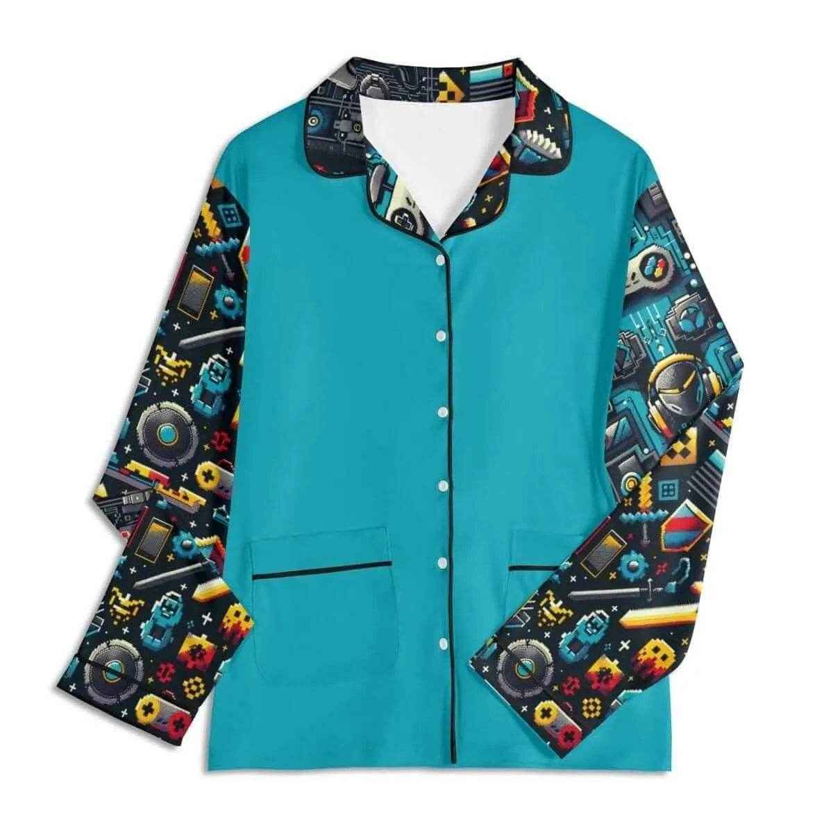 Custom Teal Gamer Pajamas | Personalized Loungewear Teal XS-5XL - Detail 4 | Our Phoenix Rise