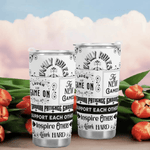 Gamer Family Rules Travel Mug - Angled view with lid | Our Phoenix Rise