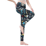 Retro Gaming Leggings Pixel Art - Black active pose on model | Our Phoenix Rise
