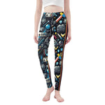 Retro Gaming Leggings Pixel Art - Black front view on model | Our Phoenix Rise