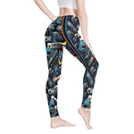 Retro Gaming Leggings Pixel Art - Black side view on model | Our Phoenix Rise