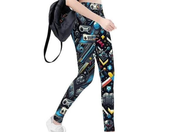 Pixel Art Gaming Leggings | Retro Gamer Yoga Tights - Iron Phoenix GHG