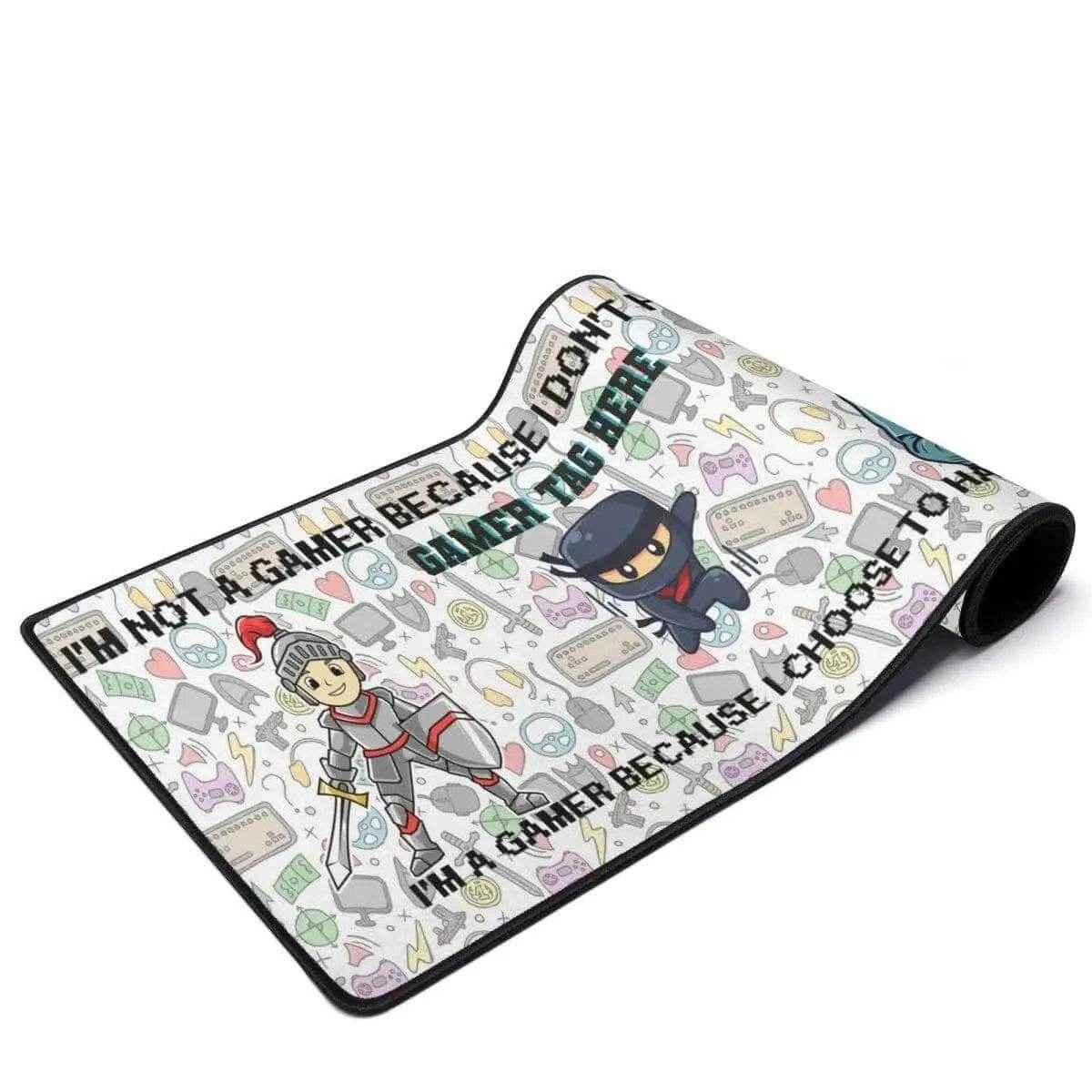 Gamer Slogan Desk Mat Knight Ninja Hacker Design Green
