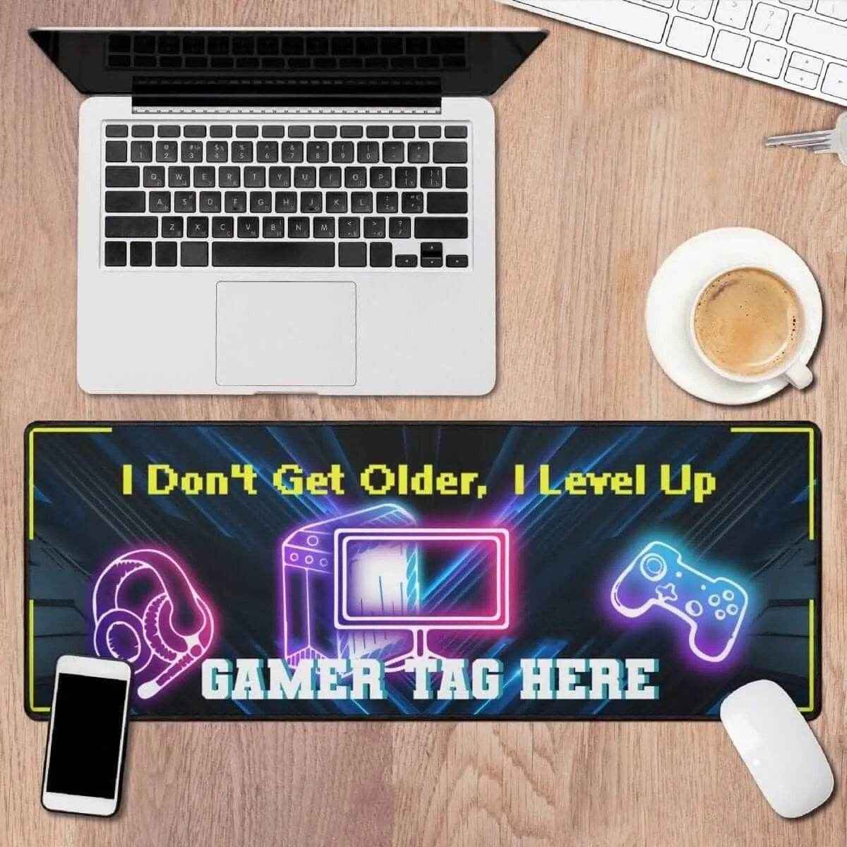 Level Up Gamer Desk Mat | Personalized Slogan Mouse Pad - Detail 4 | Our Phoenix Rise