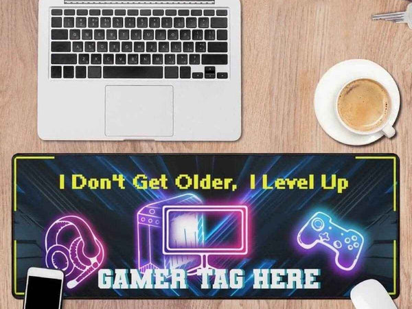 Level Up Gamer Desk Mat | Personalized Slogan Mouse Pad