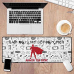 Personalized Gaming Superpower Desk Mat - On desk with laptop and coffee | Our Phoenix Rise
