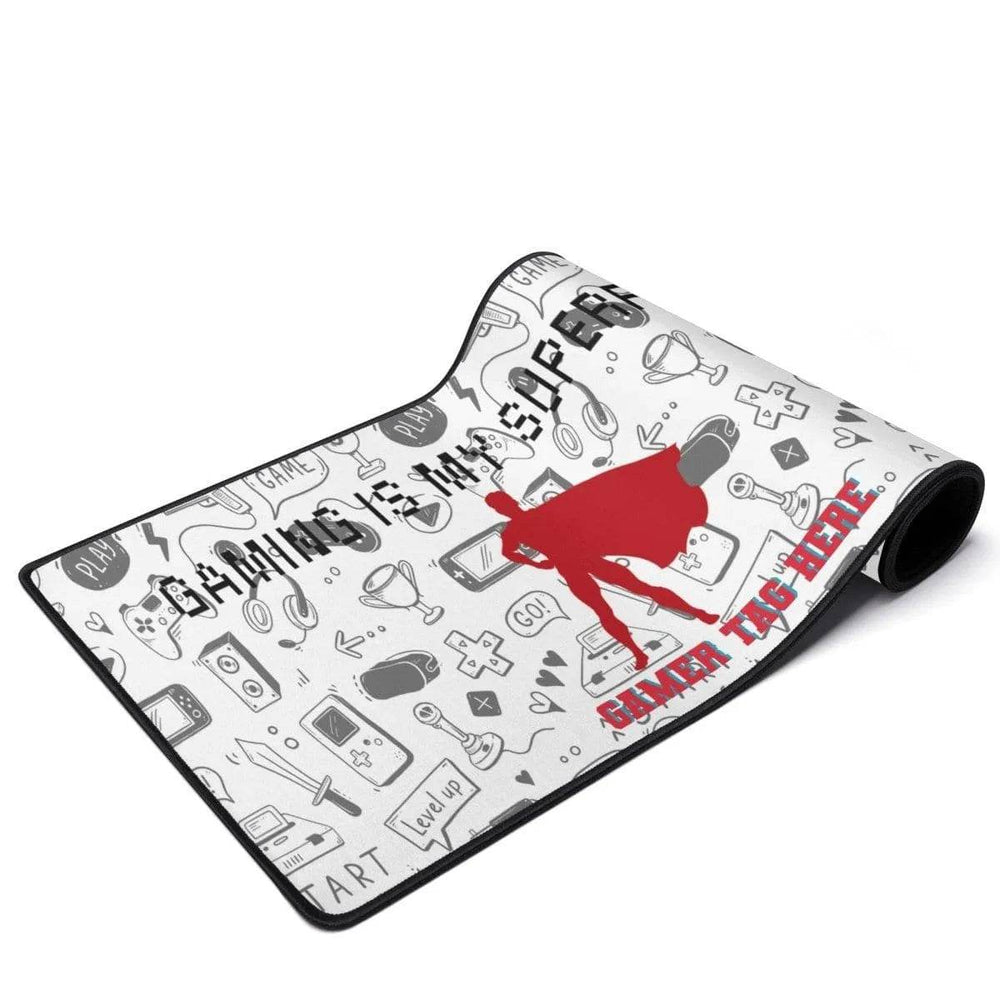 Gaming Superpower Desk Mat | Superhero Slogan Mouse Pad