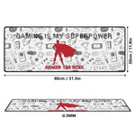 Gaming Superpower Desk Mat | Superhero Slogan Mouse Pad