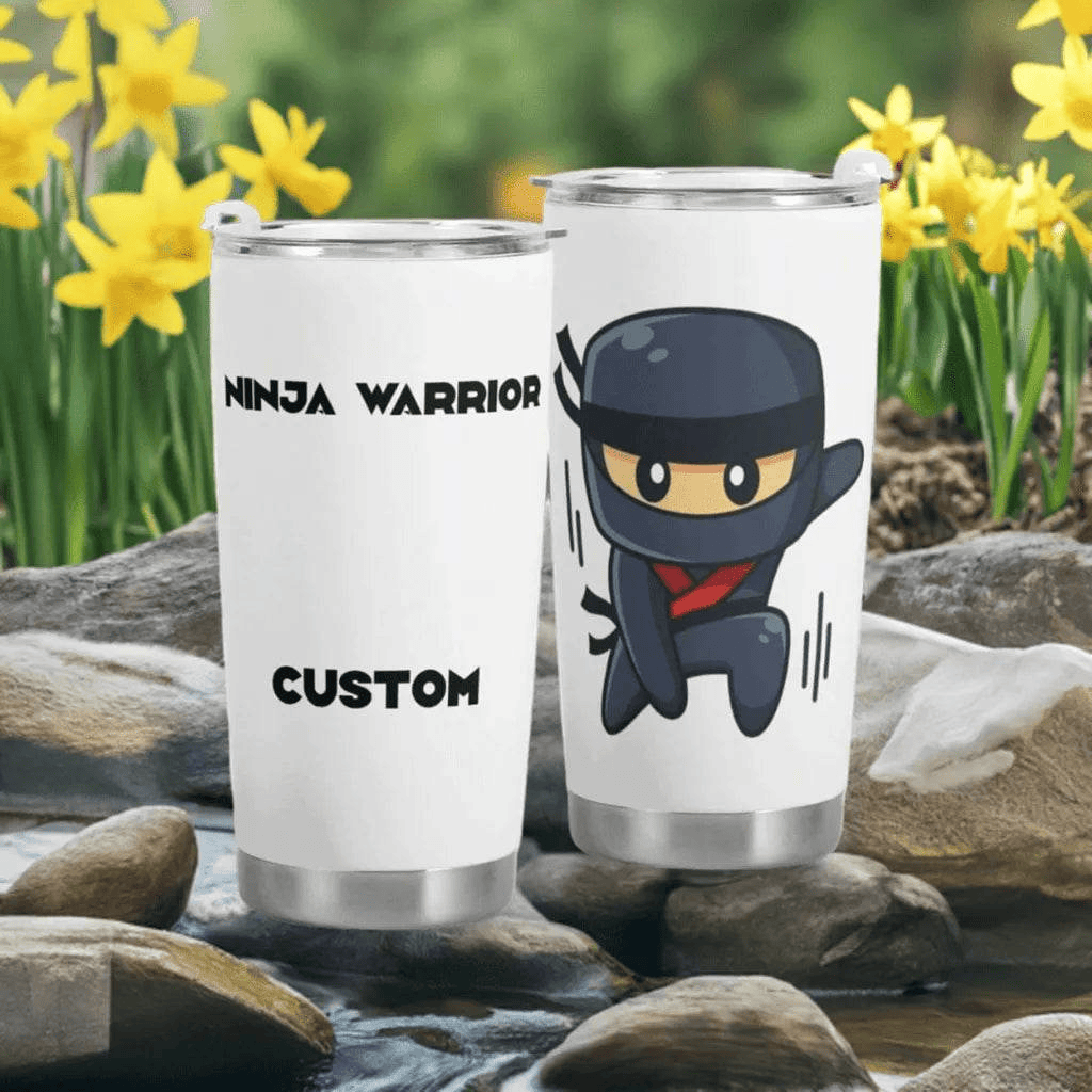 Personalized Ninja Warrior Travel Mug Green