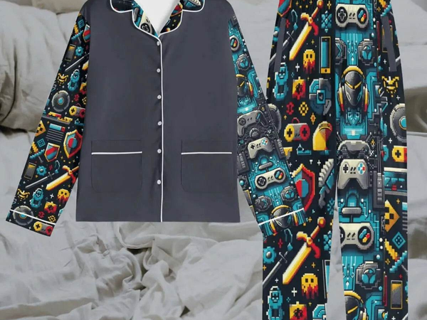 Personalized Gamer Pajamas | Retro Pixel Art Loungewear - Iron Phoenix GHG