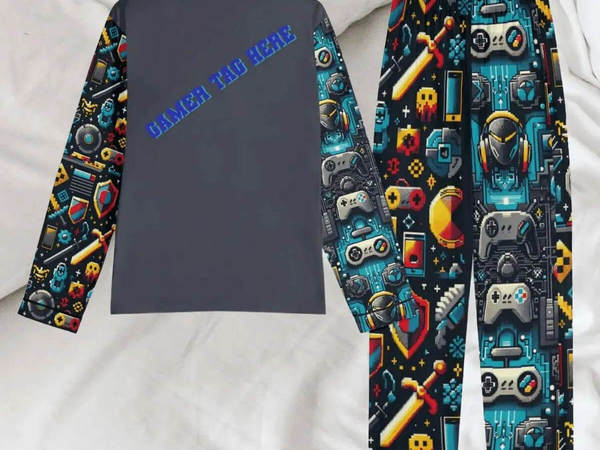 Personalized Gamer Pajamas | Retro Pixel Art Loungewear - Iron Phoenix GHG