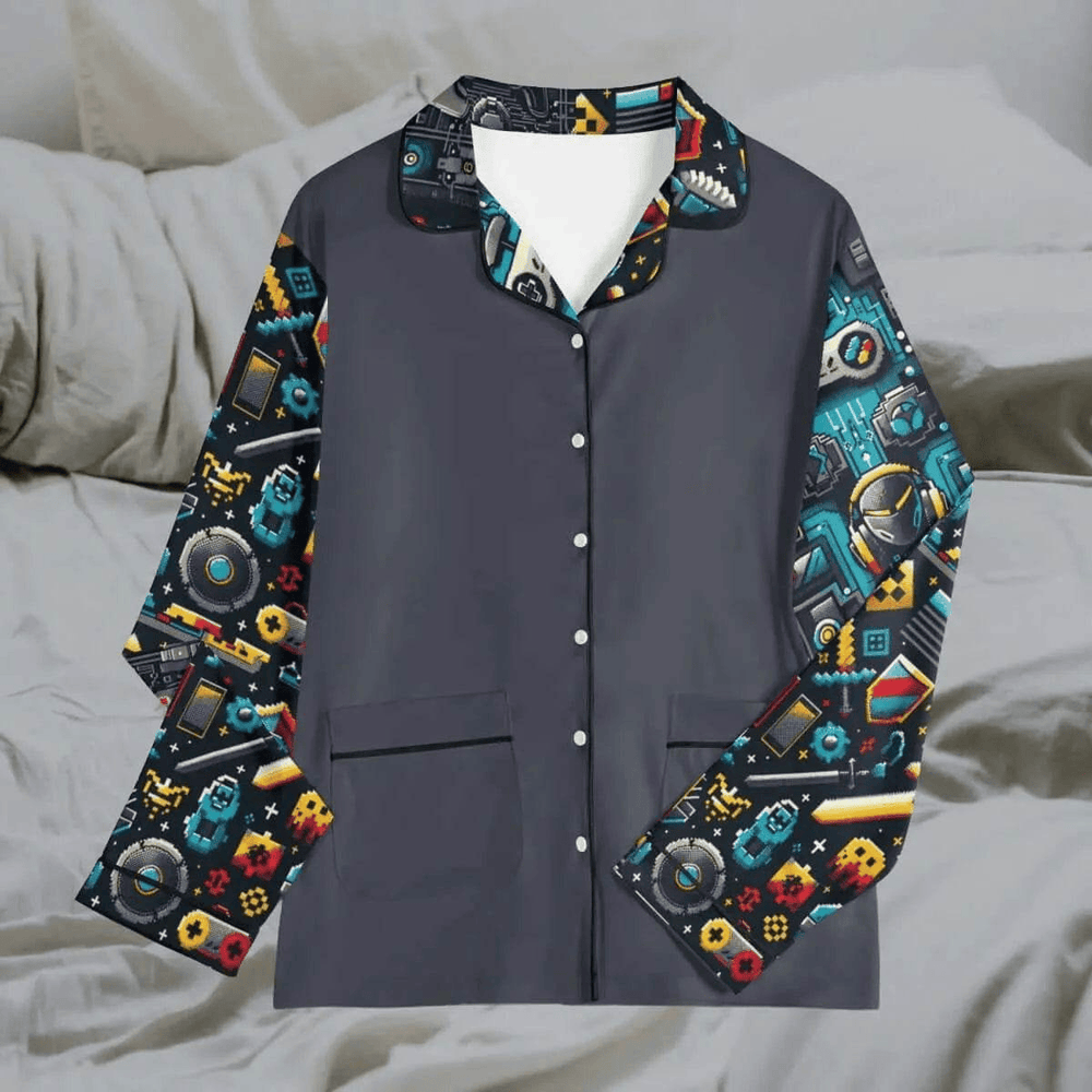 Personalized Gamer Pajamas Black White XS-5XL