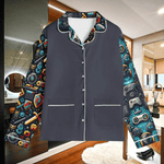 Personalized Gamer Pajamas - Full view of black pajama top with custom name | Our Phoenix Rise