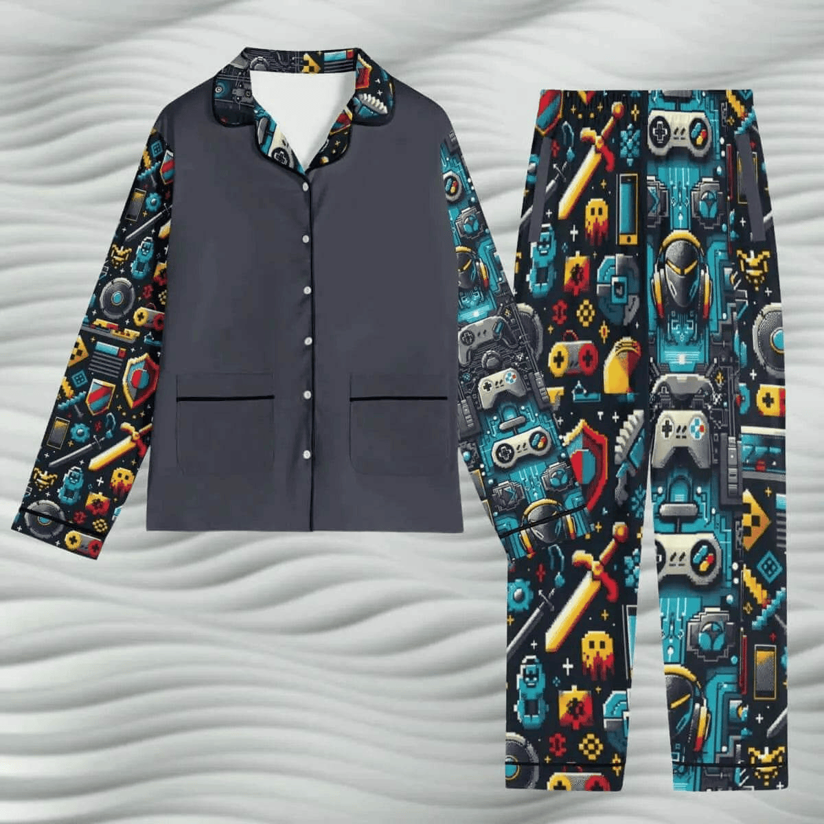 Personalized Gamer Pajamas Black White XS-5XL