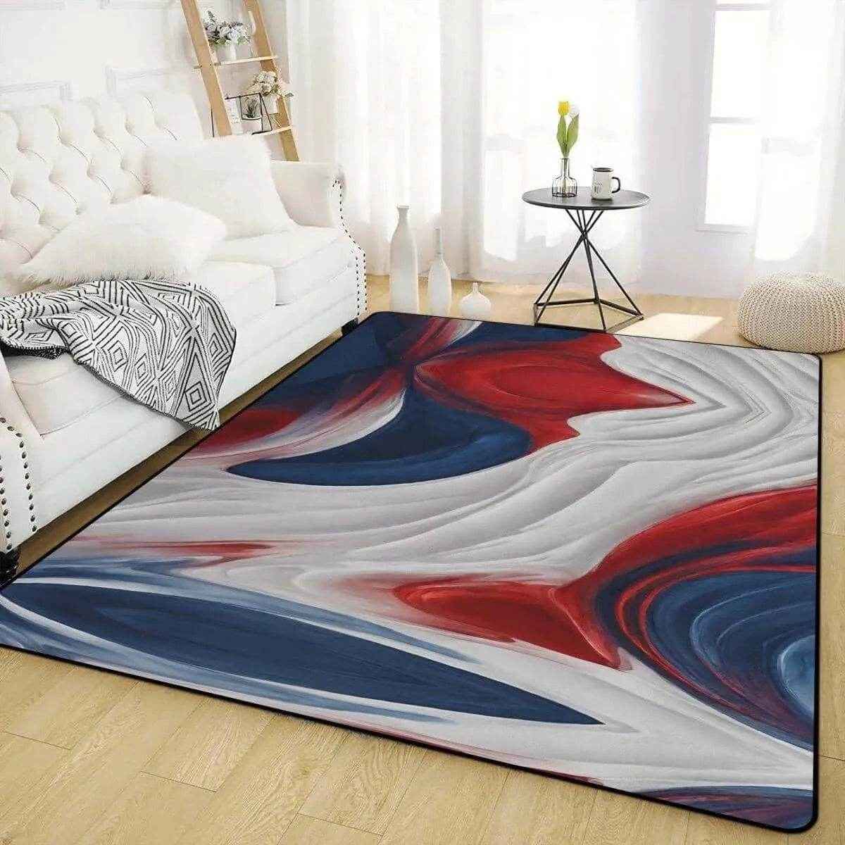 Abstract Red White Blue Area Rug Gaming Yoga