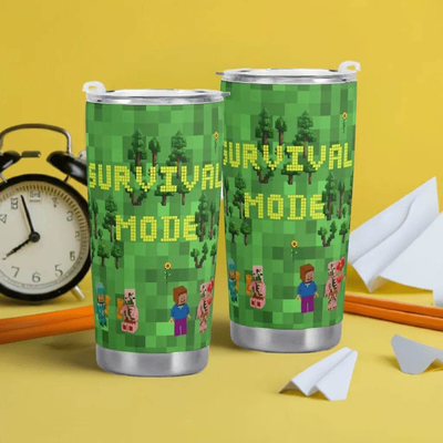 Block World Pixelated Travel Mug Main Perspective | Our Phoenix Rise