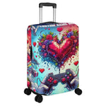 Pixel Heart Gaming Luggage Cover - Front view with handle extended | Our Phoenix Rise