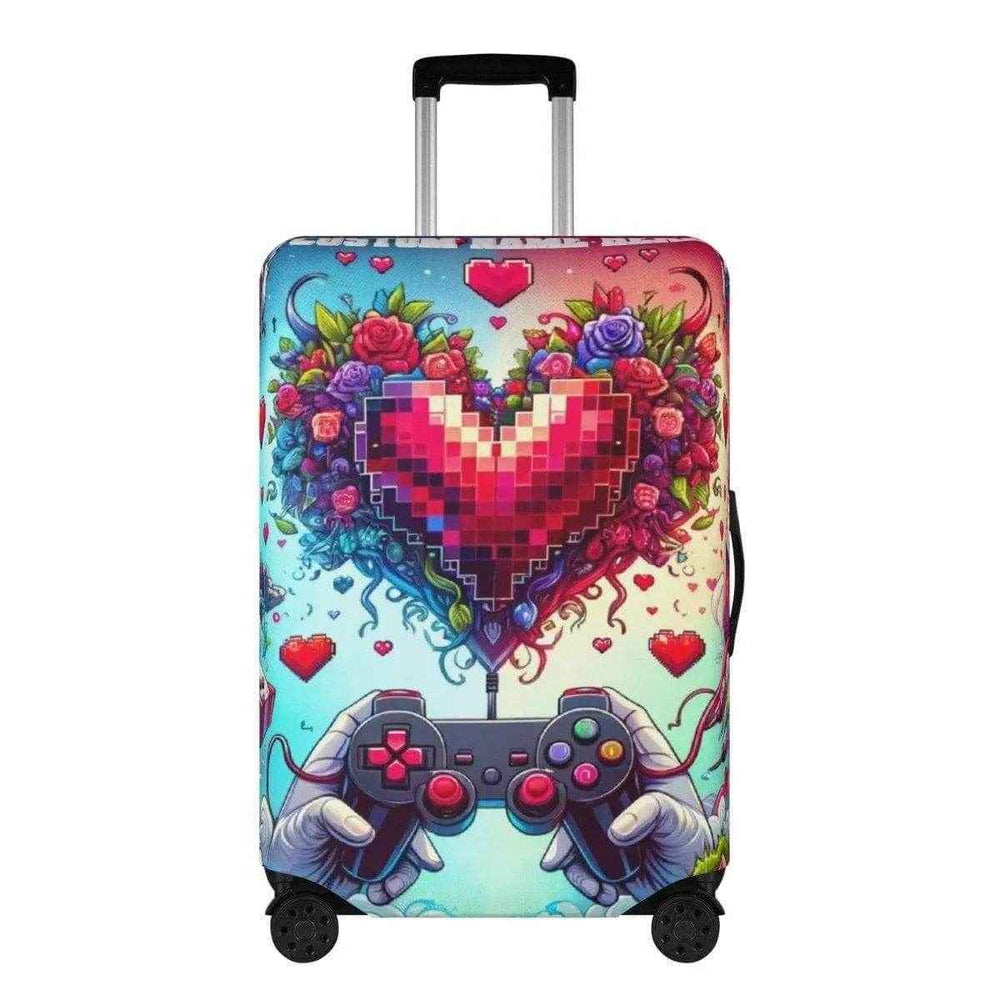 Pixel Heart Luggage Cover | Gamer Love Travel Protector