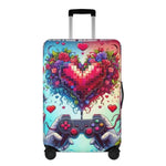 Pixel Heart Luggage Cover | Gamer Love Travel Protector