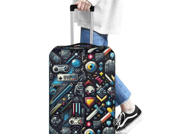 Retro Gamer Luggage Cover | Pixel Art Travel Protector