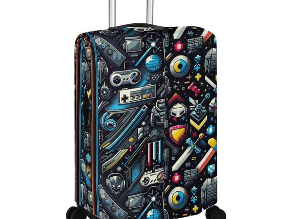 Retro Gamer Luggage Cover | Pixel Art Travel Protector