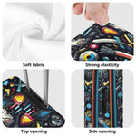 Retro Gamer Luggage Cover Pixel Art Travel Protector Detailed View 6 | Our Phoenix Rise