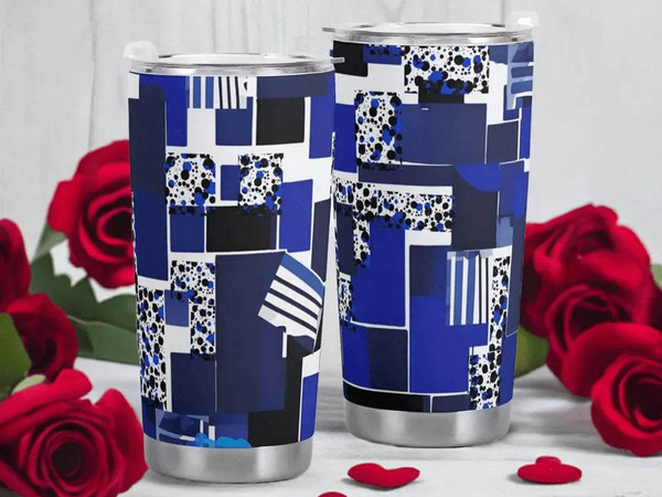 "Blue Matrix" Abstract Art Tumbler | Iron Phoenix GHG - Iron Phoenix GHG