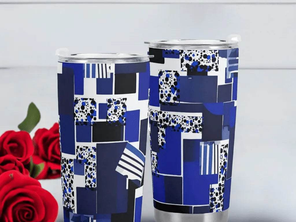 "Blue Matrix" Abstract Art Tumbler | Iron Phoenix GHG - Iron Phoenix GHG