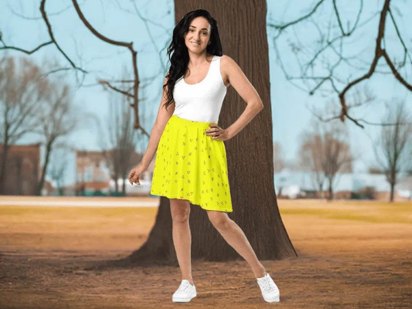 "Golden Leaf" Women's yellow Skater Skirt | Iron Phoenix - Iron Phoenix GHG