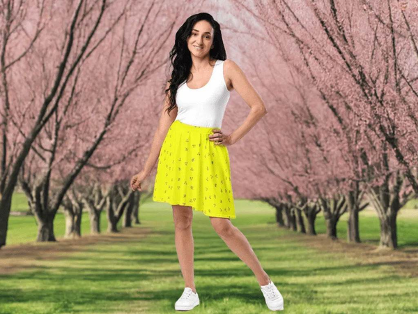 "Golden Leaf" Women's yellow Skater Skirt | Iron Phoenix - Iron Phoenix GHG