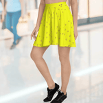 Yellow Leaf Print Skater Skirt - Flat lay view of entire skirt | Our Phoenix Rise