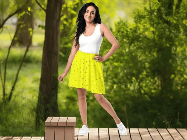 "Golden Leaf" Women's yellow Skater Skirt | Iron Phoenix - Iron Phoenix GHG