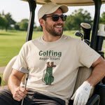 Funny Golf Hiking T Shirt - Sand Color Lifestyle View | Our Phoenix Rise