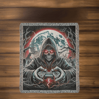 Gothic Skeleton Blanket for Gamers - Eerie Themed Gaming Decor Primary View | Our Phoenix Rise