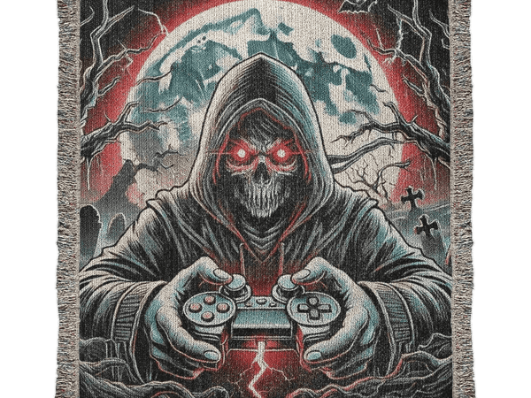 Gothic Skeleton Blanket for Gamers - Eerie Themed Gaming Decor