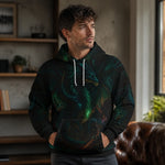 Glowing Green Dragon Hoodie - Lifestyle shot, front on woman in dark jeans | Our Phoenix Rise