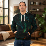 Glowing Green Dragon Hoodie - Flat lay, full product with pocket detail | Our Phoenix Rise